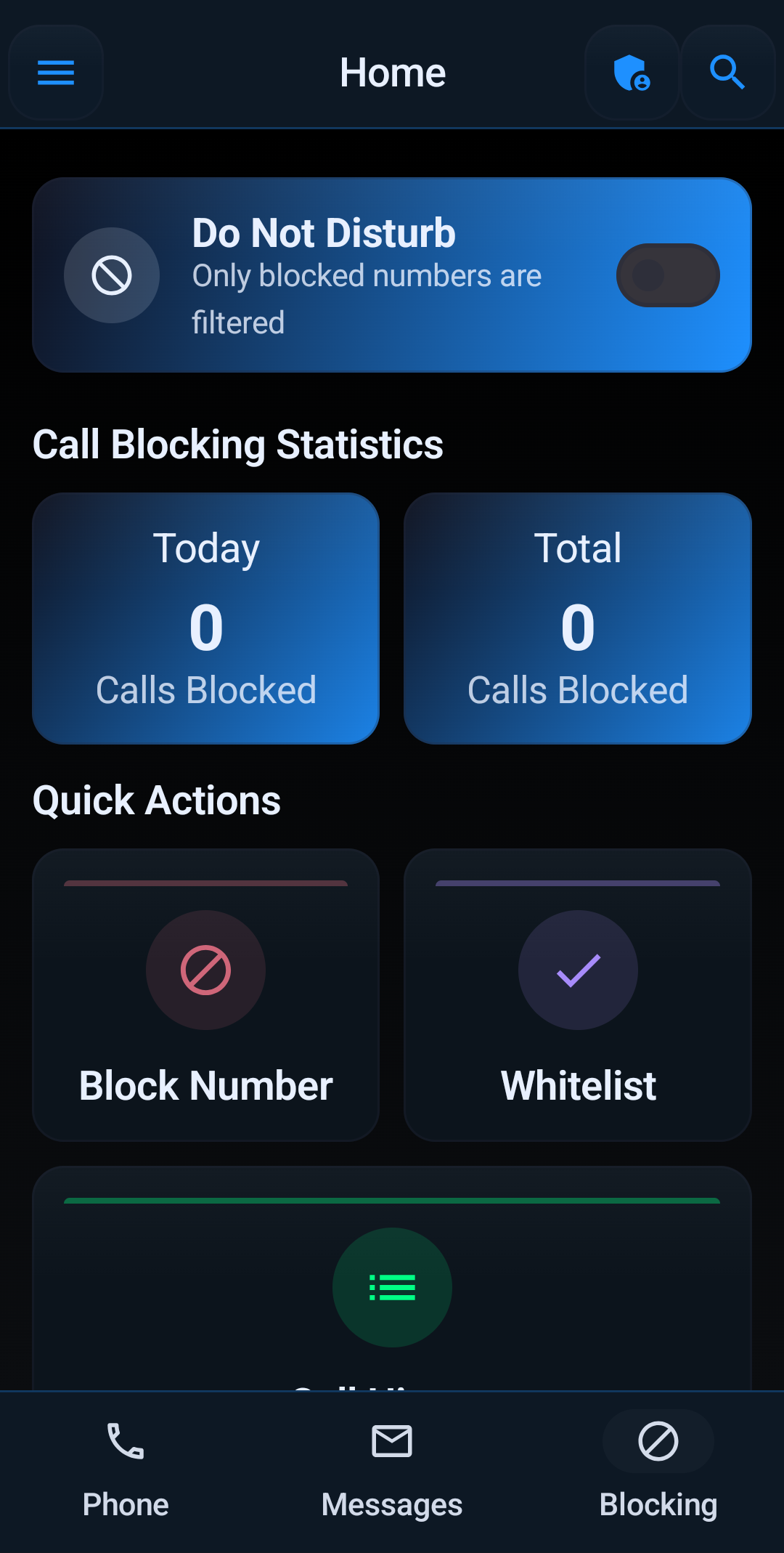 Block Guard Android protection dashboard for robocall blocking controls