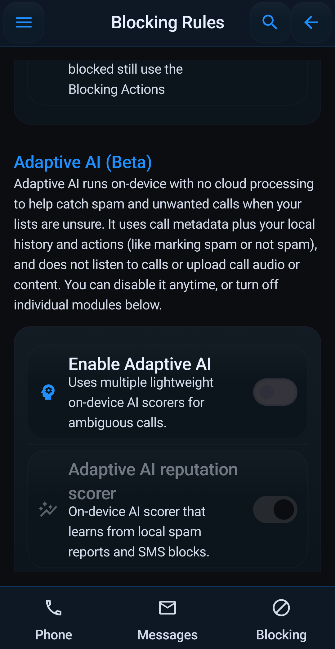 Block Guard Android blocking controls for unknown numbers, spoofed calls, and trusted contacts